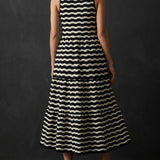 Black Horizontal-Band Jersey Knit, Viscose