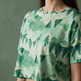 Green Geometric Jersey Knit, Modal