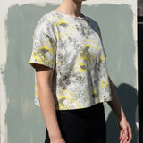 White Bold-Floral Jersey Knit, Cotton-Modal
