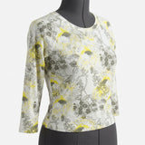 White Bold-Floral Jersey Knit, Cotton-Modal