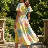 Yellow Abstract French Terry, Cotton-Poly