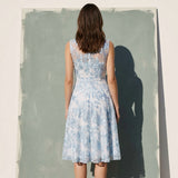 Light Blue Floral Mesh, Polyester
