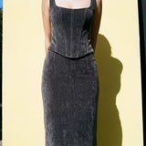 Dark Grey Marl Velvet, Polyester, 200 gsm