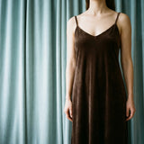 Polyester Cotton Stretch Velvet Fabric, 300 gsm, 155 cm — Brown