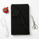 Black Pinstripe Ponte Knit, Nylon-Viscose