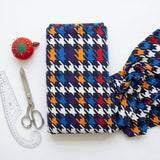 White Bold-Houndstooth Fleece, Cotton