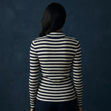 Navy Horizontal-Stripe Rib Knit, Polyester, 260 gsm