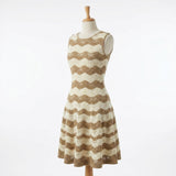 Cream Stripes Pointelle Knit, Poly-Cotton