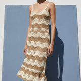 Cream Stripes Pointelle Knit, Poly-Cotton