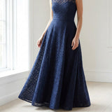 Navy Openwork-Diamond Lace, Nylon