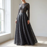 Dark Grey Floral Lace, Nylon