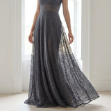 Dark Grey Floral Lace, Nylon-Spandex