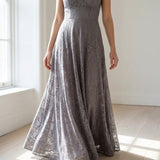Grey Floral Lace, Nylon-Spandex