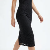 Black Openwork Lace, Nylon-Cotton