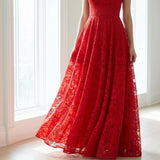 Red Floral Lace, Nylon-Spandex