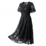 Black Floral Lace, Nylon-Spandex, 85 gsm