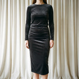 Polyester Stretch Velvet Fabric, 280 gsm, 190 cm — Black