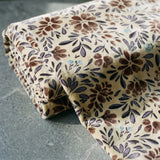 Brown Floral Velvet, Cotton-Poly