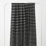 Black Horizontal-Stripe Rib Knit, Poly-Viscose, 220 gsm, 137 cm