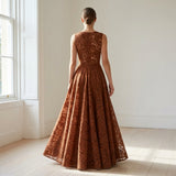 Brown Floral Lace, Nylon, 190 gsm