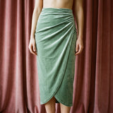 Polyester Cotton Stretch Velvet Fabric, 400 gsm, 155 cm — Green