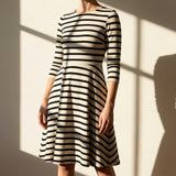 Black Horizontal-Stripe Scuba Knit, Modal-Poly