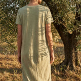 Linen Stretch Jersey Knit Fabric, 260 gsm, 155 cm — Khaki