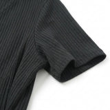 Viscose Stretch Rib Knit Fabric, 310 gsm, 124 cm — Black