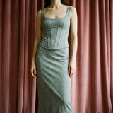 Heathered Grey-Green Marl Velvet, Cotton-Poly