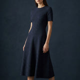 Dark Blue Marl Ponte Knit, Poly-Viscose, 280 gsm