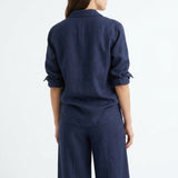 Navy Linen-Look, Polyester