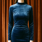 Polyester Stretch Velvet Fabric, 240 gsm, 150 cm — Navy