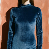 Blue Heathered-Marl Velvet, Poly-Viscose