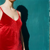 Cotton Polyester Velvet Fabric, 240 gsm, 170 cm — Red
