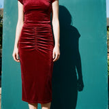 Cotton Polyester Velvet Fabric, 200 gsm, 170 cm — Red