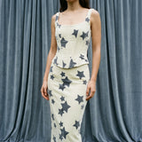 Dark Grey Stars Velvet, Cotton-Poly