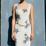 Dark Grey Stars Velvet, Cotton-Poly