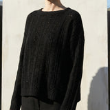 Black Marl Rib Knit, Cotton-Poly, 240 gsm