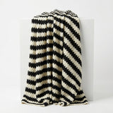Striped Polyester Stretch Rib Knit Fabric, 360 gsm, 164 cm — Black