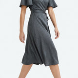 Dark Grey Irregular-Dot Satin, Polyester