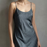 Dark Grey Irregular-Dot Satin, Polyester