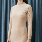 Light Beige Horizontal-Stripe Velvet, Cotton-Viscose