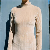 Light Beige Horizontal-Stripe Velvet, Cotton-Viscose