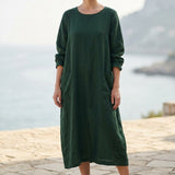 100% Polyester Linen-Look Fabric, 130 gsm, 158 cm — Green