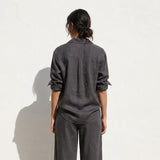 Polyester Stretch Linen-Look Fabric, 250 gsm, 155 cm — Grey
