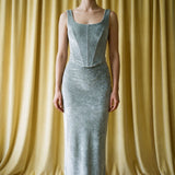 Dark Grey Heathered-Marl Velvet, Polyester, 320 gsm
