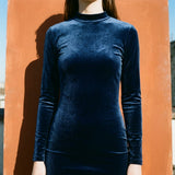 Dark Blue Marl Velvet, Poly-Cotton