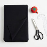 Cotton Stretch Rib Knit Fabric, 194 gsm, 139 cm — Black
