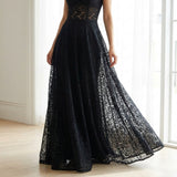 Black Openwork Lace, Polyester, 132 gsm