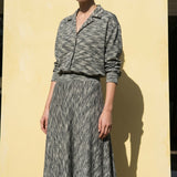 Dark Grey Lines Interlock Knit, Polyester